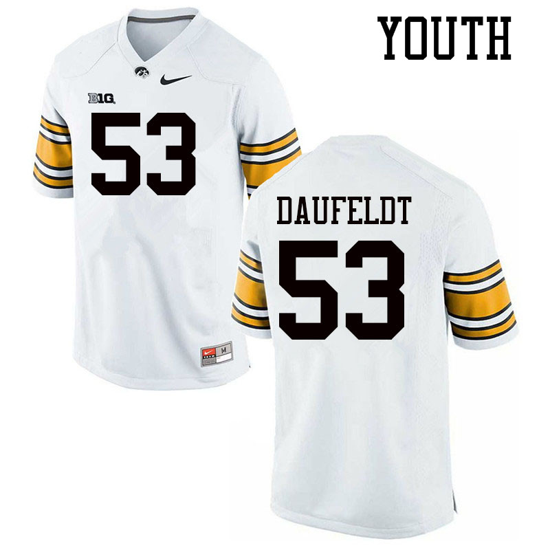 Youth #53 Spencer Daufeldt Iowa Hawkeyes College Football Jerseys Sale-White - Click Image to Close